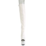 Vegan veterlaarzen 18 cm ADORE-3019 witte open teen overknee laarzen high heels met veters