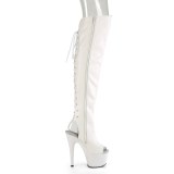 Vegan veterlaarzen 18 cm ADORE-3019 witte open teen overknee laarzen high heels met veters