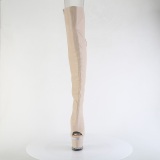 Vegan veterlaarzen 18 cm SPECTATOR-3030 beige open teen overknee laarzen high heels met veters