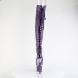 Vegan veterlaarzen 18 cm SPECTATOR-3030 paarse open teen overknee laarzen high heels met veters