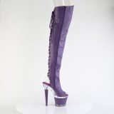 Vegan veterlaarzen 18 cm SPECTATOR-3030 paarse open teen overknee laarzen high heels met veters
