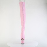 Vegan veterlaarzen 18 cm SPECTATOR-3030 roze open teen overknee laarzen high heels met veters