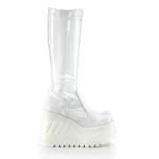 Vegan white 12 cm STOMP-200 cyberpunk platform wedges boots