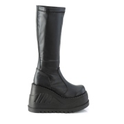 Vegan zwart 12 cm STOMP-200 cyberpunk wedge laarzen plateau