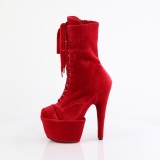 Velvet 18 cm ADORE-1045VEL Red ankle boots high heels + protective toe caps
