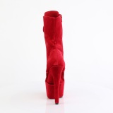 Velvet 18 cm ADORE-1045VEL Red ankle boots high heels + protective toe caps