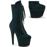 Velvet 18 cm ADORE-1045VEL green ankle boots high heels + protective toe caps