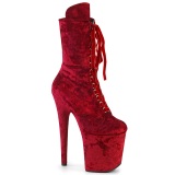 Velvet 18 cm FLAMINGO-1045VEL Red ankle boots high heels
