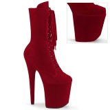 Velvet 20 cm FLAMINGO-1045VEL Red ankle boots high heels + protective toe caps