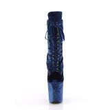 Velvet 20 cm FLAMINGO-1045VEL blue ankle boots high heels + protective toe caps