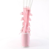 Vinyl 14 cm SWING-C plateau halfhoge laarsjes dames met gespen roze