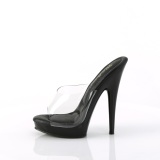 Vinyl 15 cm SULTRY-601 Black mules high heels