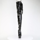 Vinyl crotch 15 cm DELIGHT-4050 Zwarte overknee laarzen met hakken