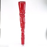 Vinyl crotch 20 cm FLAMINGO-4000 Rode overknee laarzen met hakken