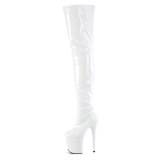 Vinyl crotch 20 cm FLAMINGO-4000 Witte overknee laarzen met hakken