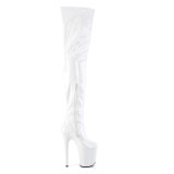 Vinyl crotch 20 cm FLAMINGO-4000 Witte overknee laarzen met hakken