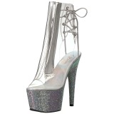 Vinyl kristal steentjes 18 cm BEJEWELED-1018D7 plateau dames enkellaarsjes