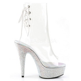 Vinyl rhinestones 15 cm BEJEWELED-1018DM platform ankle boots