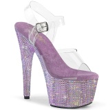 Violet 18 cm BEJEWELED-708RRS Pole dance high heels shoes rhinestones platform