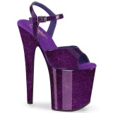 Violet 20 cm FLAMINGO-809GP glitter plateau sandalen met hak