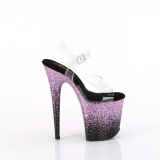Violet 20 cm FLAMINGO glitter plateau sandalen met hak