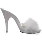 White 13 cm POISE-501F Marabou Feathers Mules Shoes