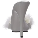 White 13 cm POISE-501F Marabou Feathers Mules Shoes