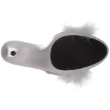 White 13 cm POISE-501F Marabou Feathers Mules Shoes