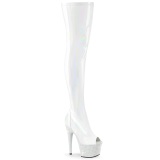 White 18 cm BEJ-3011-7 Hologram exotic pole dance overknee boots