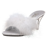 White 8 cm BELLE-301F Marabou Feathers Mules Shoes