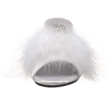 White 8 cm BELLE-301F Marabou Feathers Mules Shoes