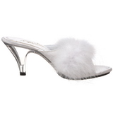 White Feathers 8 cm BELLE-301F High Women Mules Shoes for Men