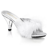 White Feathers 8 cm BELLE-301F High Women Mules Shoes for Men