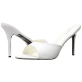 White Leatherette 10 cm CLASSIQUE-01 big size mules shoes