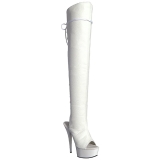 White Leatherette 15 cm DELIGHT-3019 Platform Thigh High Boots