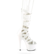 White Leatherette 18 cm ADORE-700-48 high heels with ankle laces