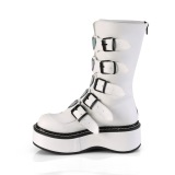 White Leatherette 5 cm EMILY-330 womens buckle boots with platform