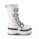 White Leatherette 5 cm EMILY-330 womens buckle boots with platform
