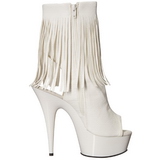 White Matte 15 cm DELIGHT-1019 womens fringe ankle boots high heels