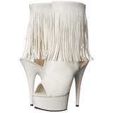 White Matte 15 cm DELIGHT-1019 womens fringe ankle boots high heels