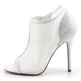 White Mesh 13 cm AMUSE-56 High Heeled Evening Pumps Shoes