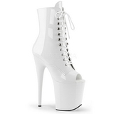 White Patent 20 cm FLAMINGO-1021 womens platform soled ankle boots