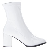 White Patent 7,5 cm GOGO-150 stretch block heels ankle boots