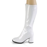 White Patent 7,5 cm GOGO-300-2 boots with block heels