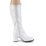 White Patent 7,5 cm GOGO-300-2 boots with block heels