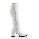 White Patent 7,5 cm GOGO-300WC knee high womens boots with wide calf