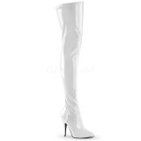 White Shiny 13 cm SEDUCE-3000 Thigh High Boots for Men