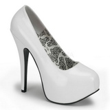 White Shiny 14,5 cm Burlesque BORDELLO TEEZE-06 Platform Pumps