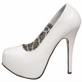 White Shiny 14,5 cm Burlesque BORDELLO TEEZE-06 Platform Pumps