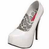 White Shiny 14,5 cm Burlesque BORDELLO TEEZE-06 Platform Pumps